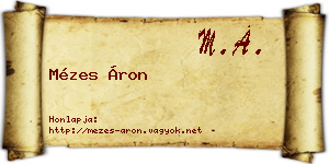 Mézes Áron névjegykártya